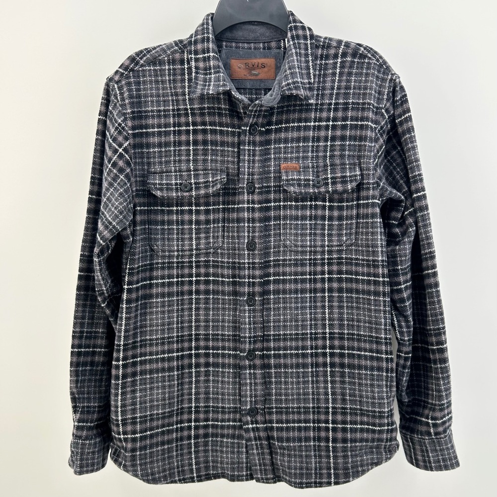 Orvis Big Bear Heavyweight Flannel Button Down Shirt Jacket Men's M Plaid